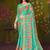 turquoise tussar printed party wear saree