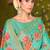 turquoise tussar printed party wear saree