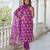 Wine printed cotton blend kurta pant set with printed faux georgette dupatta