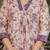 Beige & purple floral printed pure cotton a-line kurta pant set with chanderi cotton dupatta