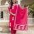 Pink printed rayon kurta pant set with printed chanderi cotton dupatta