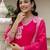 Pink printed rayon kurta pant set with printed chanderi cotton dupatta