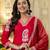 Red printed rayon kurta pant set with printed chanderi cotton dupatta