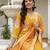 Yellow printed rayon kurta pant set with printed chanderi cotton dupatta