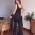 Black embroidered faux georgette kurta palazzo set with dupatta