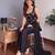 Black embroidered faux georgette kurta palazzo set with dupatta