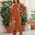 Brown printed rayon slub kurta set with gadhwal silk pants and chanderi dupatta