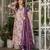 Beige & purple floral printed pure cotton a-line kurta pant set with chanderi cotton dupatta