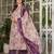 Beige & purple floral printed pure cotton a-line kurta pant set with chanderi cotton dupatta