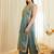 Teal blue embroidered shimmer tissue kurta palazzo set