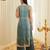 Teal blue embroidered shimmer tissue kurta palazzo set