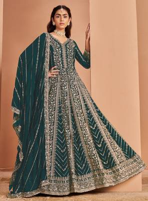 Morpich heavy fox georgette embroidery & sequin work anarkali suit 1