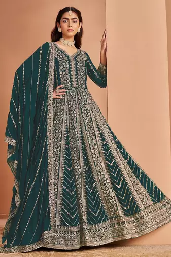 Morpich heavy fox georgette embroidery & sequin work anarkali suit
