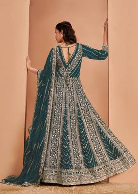 Morpich heavy fox georgette embroidery & sequin work anarkali suit 2