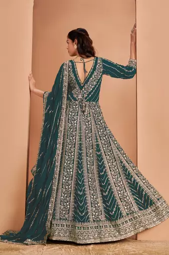 Morpich heavy fox georgette embroidery & sequin work anarkali suit