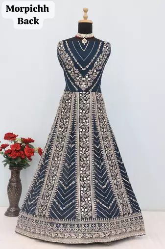 Morpich heavy fox georgette embroidery & sequin work anarkali suit