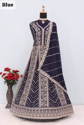 Blue heavy fox georgette embroidery & sequin work anarkali suit 3