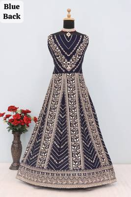 Blue heavy fox georgette embroidery & sequin work anarkali suit 4