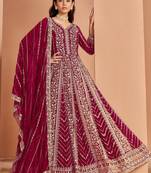 Rani pink heavy fox georgette embroidery & sequin work anarkali suit