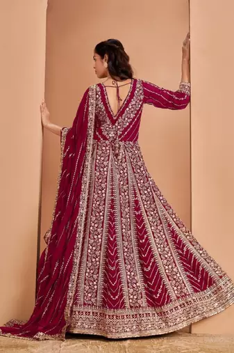 Rani pink heavy fox georgette embroidery & sequin work anarkali suit