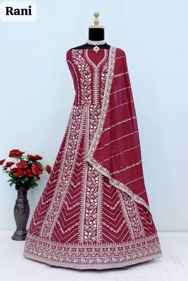 Rani pink heavy fox georgette embroidery & sequin work anarkali suit 3