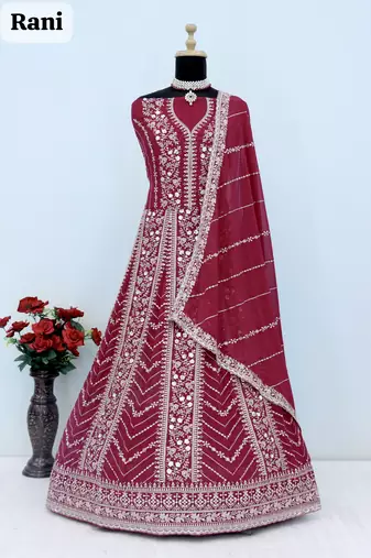 Rani pink heavy fox georgette embroidery & sequin work anarkali suit