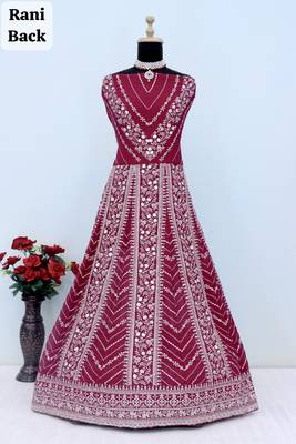 Rani pink heavy fox georgette embroidery & sequin work anarkali suit 4