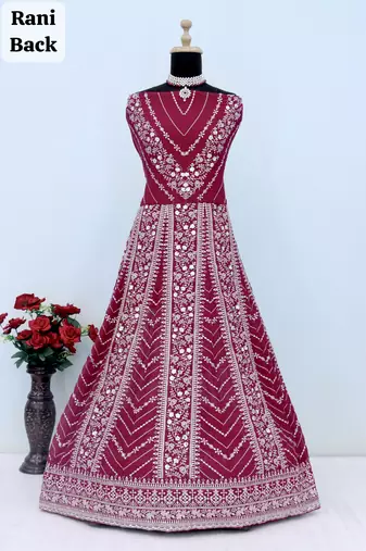 Rani pink heavy fox georgette embroidery & sequin work anarkali suit