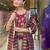 Olive Green Embroidered Kurta Set with Maroon Striped Dupatta