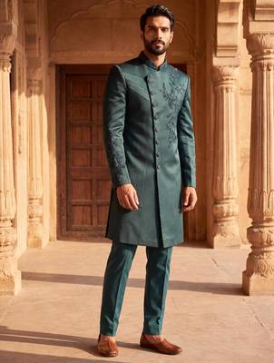 Outluk vol. 56 presents heavy lachaka 2-piece long jodhpuri with cotton lining, intricate handwork & designer look. 1