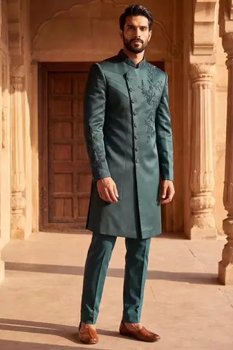 Outluk vol. 56 presents heavy lachaka 2-piece long jodhpuri with cotton lining, intricate handwork & designer look.