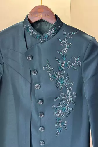 Outluk vol. 56 presents heavy lachaka 2-piece long jodhpuri with cotton lining, intricate handwork & designer look.