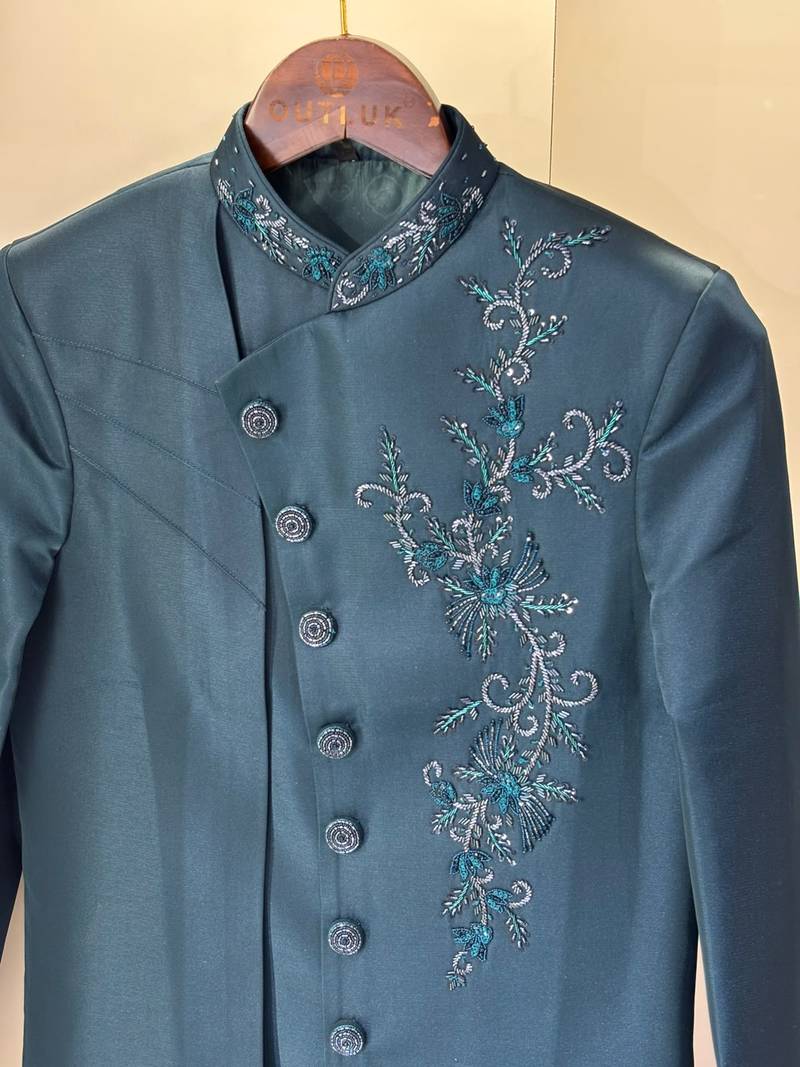 Outluk vol. 56 presents heavy lachaka 2-piece long jodhpuri with cotton lining, intricate handwork & designer look.