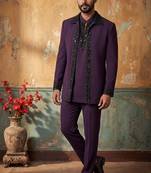 Heavy lachaka 3-piece short jodhpuri featuring intricate handwork, cotton lining, and a luxurious designer finish.