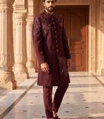 Heavy lachaka 2-piece long jodhpuri featuring intricate handwork, cotton lining, and a luxurious designer finish.