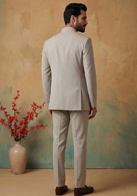 Heavy lachaka 3-piece short jodhpuri featuring intricate handwork, cotton lining, and a luxurious designer finish. 3