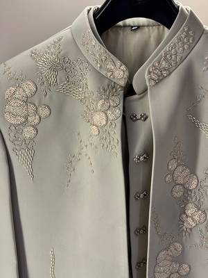 Heavy lachaka 3-piece short jodhpuri featuring intricate handwork, cotton lining, and a luxurious designer finish. 5