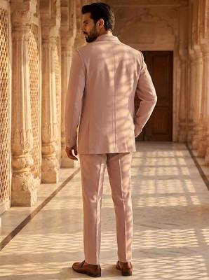 Heavy lachaka 3-piece short jodhpuri featuring intricate handwork, cotton lining, and a luxurious designer finish. 3