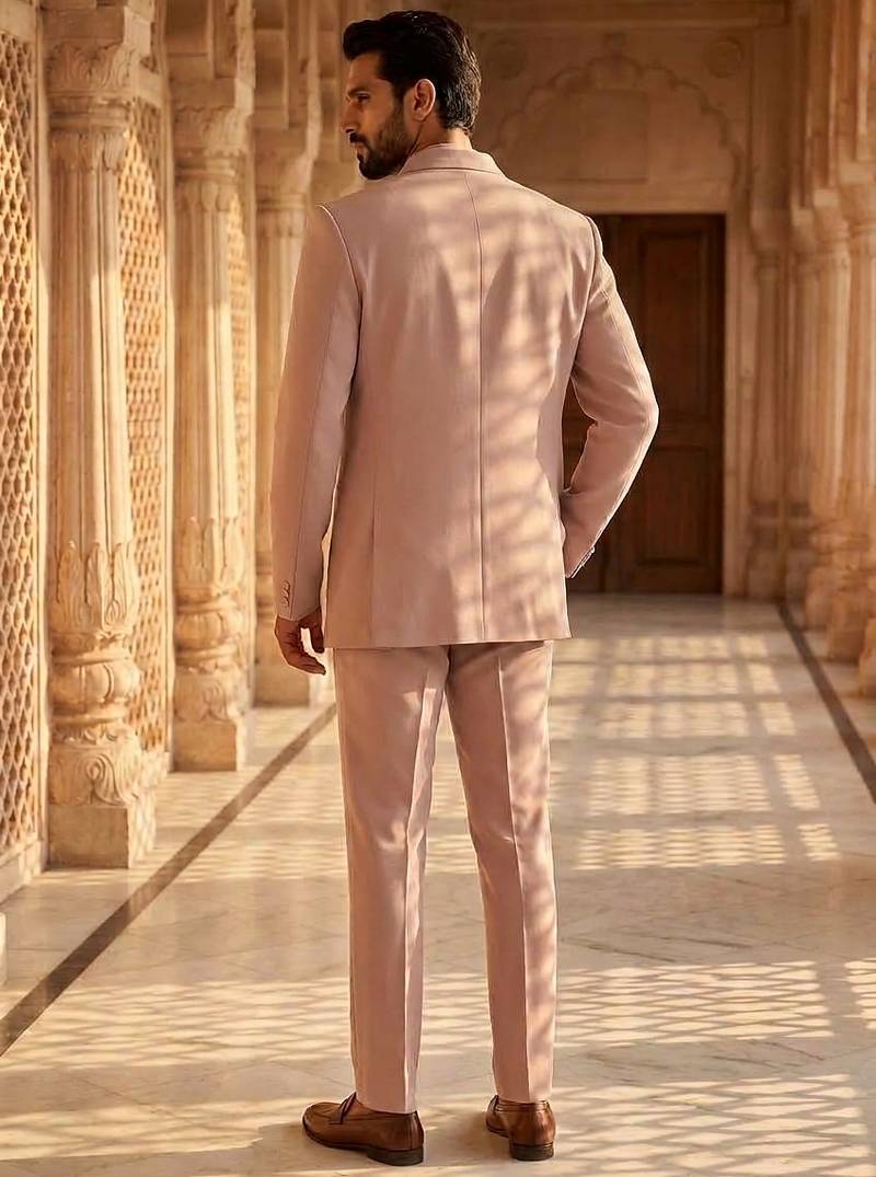 Heavy lachaka 3-piece short jodhpuri featuring intricate handwork, cotton lining, and a luxurious designer finish.