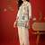 Off white floral printed pure cotton shirt collar tunic co-ord set