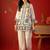 Off white floral printed pure cotton shirt collar tunic co-ord set