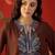 Brown embroidered cotton stitched v-neck tunic with trousers co-ord set