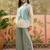 Sky blue solid pure cotton stitched layered shirt top with wide-leg trousers co-ord set