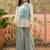 Sky blue solid pure cotton stitched layered shirt top with wide-leg trousers co-ord set