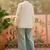 Sky blue solid pure cotton stitched layered shirt top with wide-leg trousers co-ord set