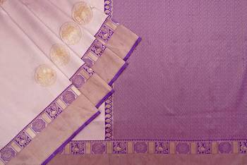 Beige wine silk blend jacuard work festival saree with unstitched blouse piece 5
