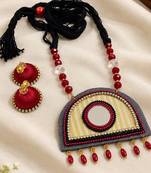Grey crystal bead fabric neckset