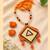 Orange crystal bead fabric neckset