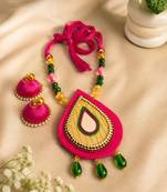 Pink crystal bead fabric neckset