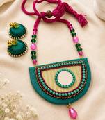 Green crystal bead fabric neckset